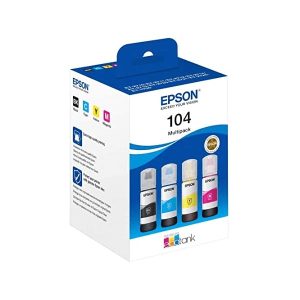 epson 104 multipack full set 4 colour original ink bottles c13t00p640