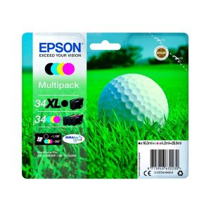 epson 34xl multipack full set 4 original high capacity ink cartridges golf ball t3476