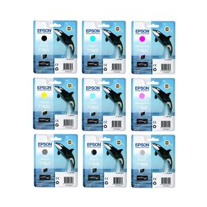 epson t760 multipack full set 9 original ink cartridges killer whale