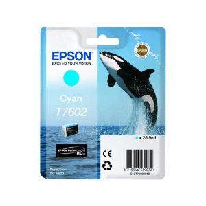 epson t7602 cyan original ink cartridge killer whale c13t760240