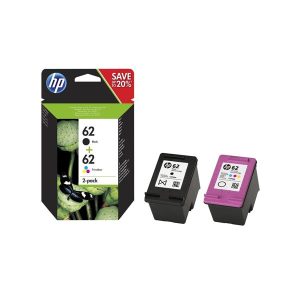 hp 62 black and tricolour multipack original ink cartridges n9j71ae
