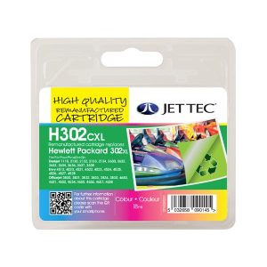 remanufactured hp 302 xl tricolour high capacity ink cartridge f6u67ae