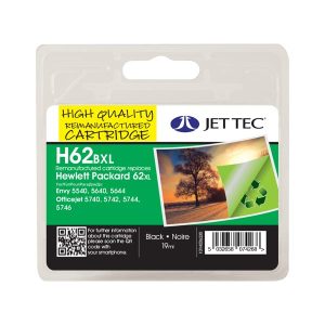 remanufactured hp 62 xl black high capacity ink cartridge c2p05ae