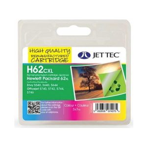 remanufactured hp 62 xl tricolour high capacity ink cartridge c2p07ae
